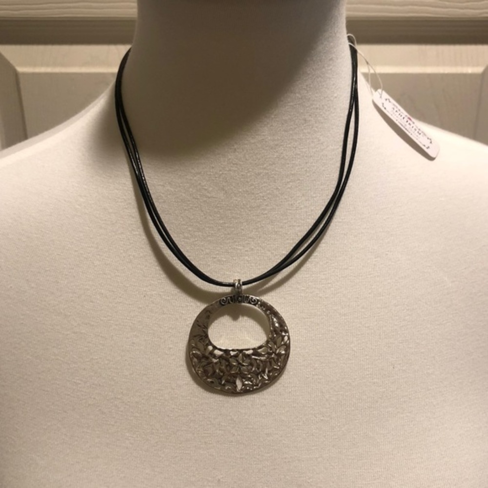 Sterling Silver pendant on leather necklace NWT